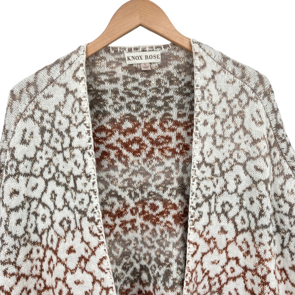 Knox Rose Cape Sweater Women Large Multicolor Geometric Print Knitted Open Front - Picture 3 of 12